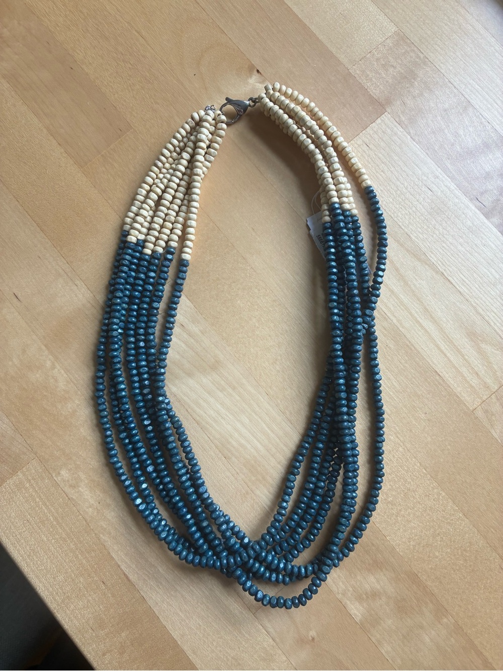 J. Jill Multi-Strand Blue and Cream Beaded Necklace